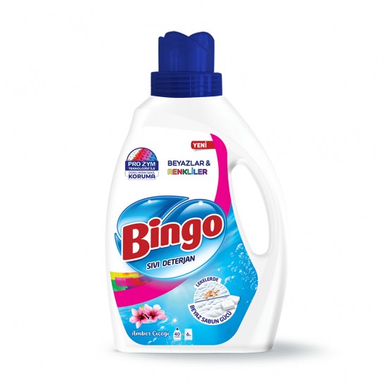 Bingo Sıvı Çamaşır Deterjanı Amber Çiçeği 2600 ml 40 Yıkama