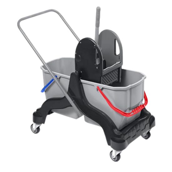 Çift Kovalı Plastik Taşıyıcılı Plastik Presli Temizlik Seti