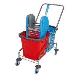 Çift Kovalı Krom Taşıyıcılı Metal Presli Temizlik Seti 