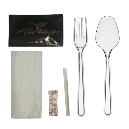 Plastik İkram Seti Lüks 6'lı 100'lü Paket